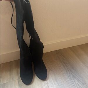 Kenneth Cole Reaction Black Over the Knee Boots